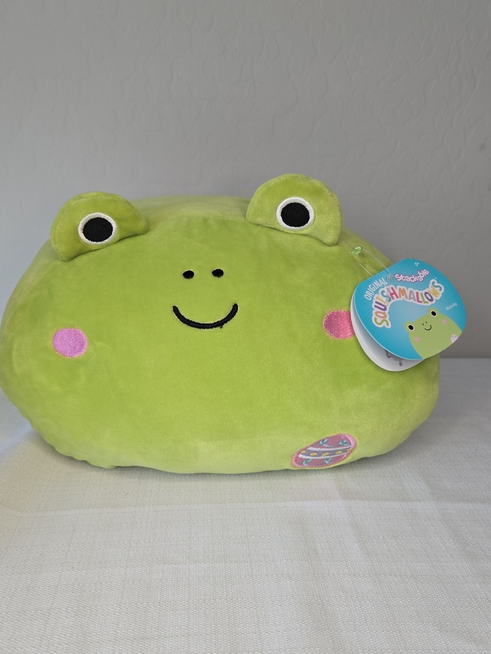 Squishmallows Stackables Lime Green Frog Plush with Pink Cheeks